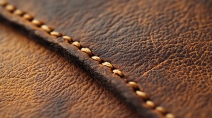 Brown Leather Texture With Detailed Stitching
