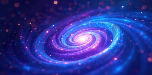 Obraz premium Iridescent blue purple swirls in a vortex of light, abstract, halo