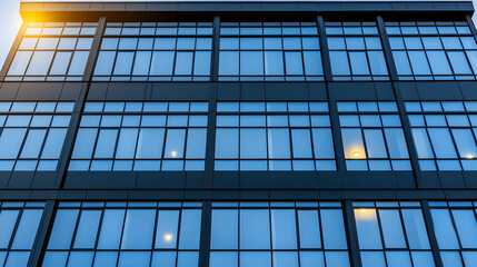 Modern glass office building at dusk (1)