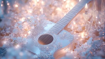 Crystallized Acoustic Guitar in a Dreamy Winter Setting