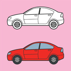 Car vector illustration art design. Flat cars set. Taxi and minivan, Cars of different types of illustrations set side view of the sedan car.
