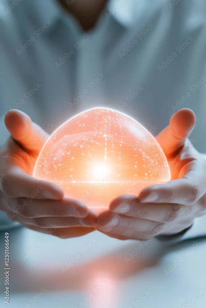 Aufkleber Minimalist Holographic Display Advanced -Printed Object with LED Illumination - Cutting-Edge Tech for Interactive Design Education and Innovation in Digital Prototyping