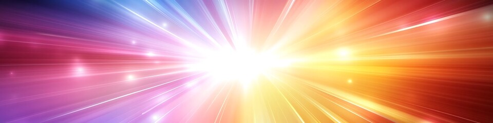 A bright vector design featuring radiating light rays and soft colorful glows captured in vivid lighting