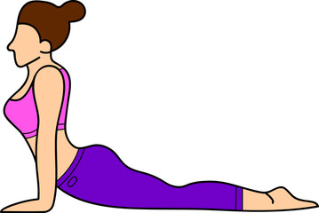 Woman doing yoga cobra pose vector illustration
