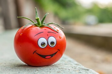Funny Cartoon Tomato Macro Photography Stock Photo