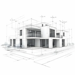 Modern house architectural plan, blueprint design