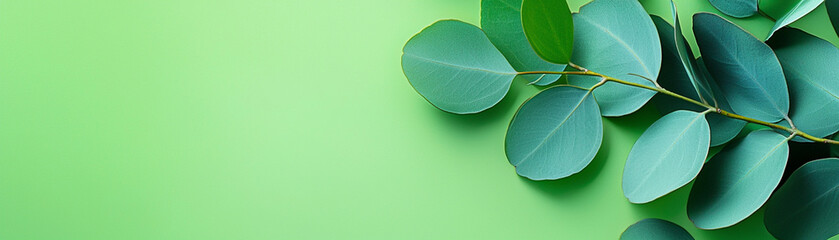Obraz premium Serene composition of lush green leaves on a smooth lime background, perfect for natural-themed designs and backgrounds.