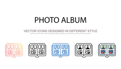 Photo Album icon design with white background stock illustration