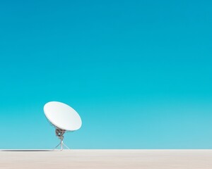 Fototapeta premium Minimalist Sky Monitoring Modern Satellite Dish on Concrete Surface for Advanced Atmospheric Tracking - Innovative Meteorological Data Solutions and Educational Technology Applications
