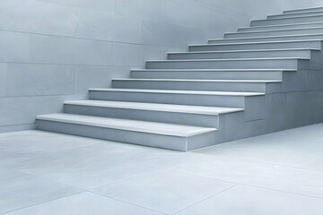 Fototapeta premium Modern staircase, building interior, floor tiles, ascent