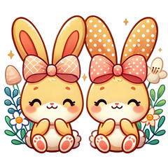 Cute Rabbit Ears for Easter Celebration Decoration Ideas isolated on Transparent background