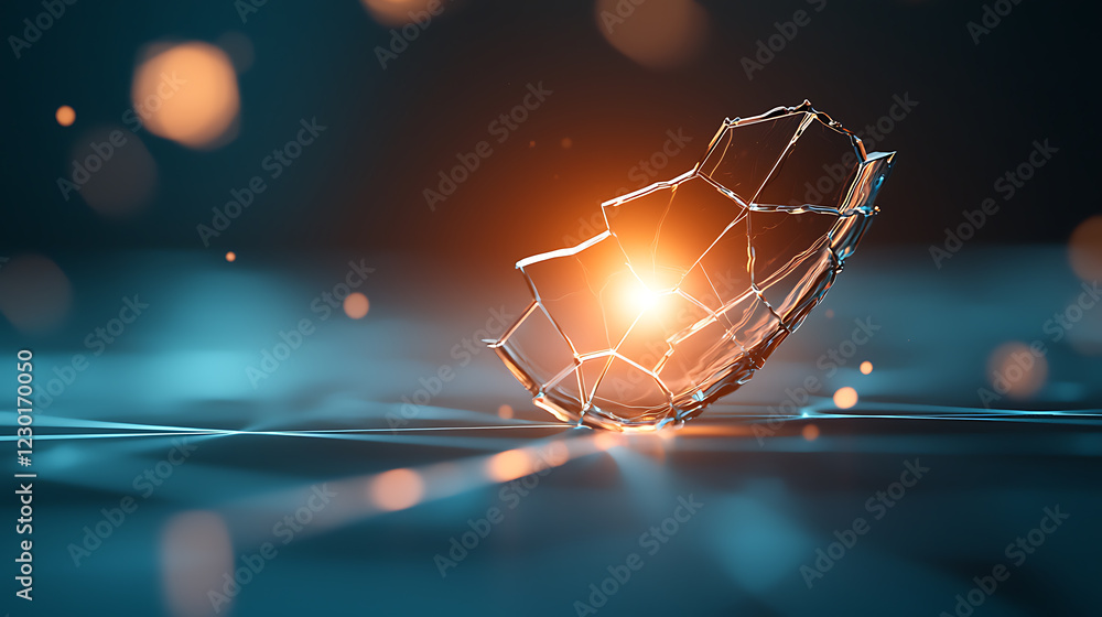 Poster dynamic business disruption visualization breaking geometric patterns in a futuristic digital enviro