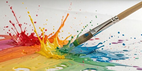 Fototapeta premium Multicolor paint smear background on canvas, artwork, vibrant colors, messy art, artistic, canvas
