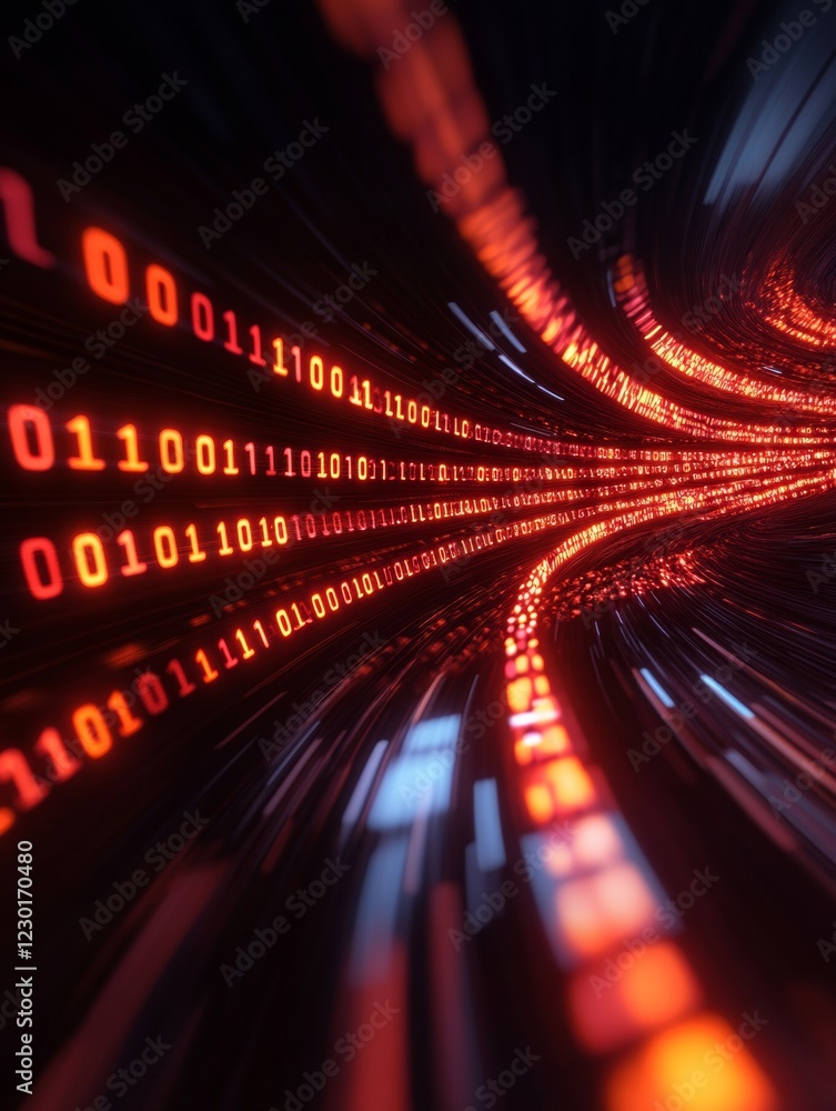 Poster Futuristic Data Stream Dynamic Binary Sequences in a Virtual Matrix - Cutting-Edge Software Solutions and Algorithm Visualization for Tech Industry Innovation