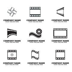 Set of Minimalistic Film Reel Logos for Creative Production Companies