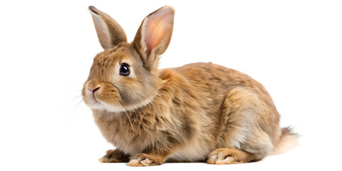 Obraz premium fluffy brown rabbit standing isolated on transparent background