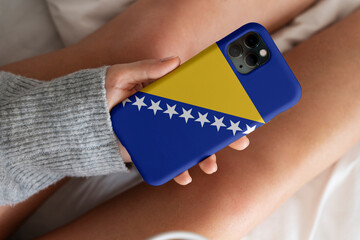 3D Rendering - A phone case with the flag of  Bosnia and Herzegovina