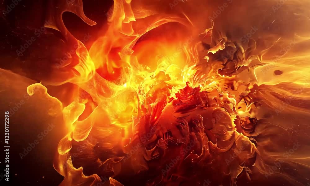 Poster stunning visual display of fiery colors and swirling patterns in a captivating abstract design