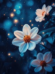 Starry Night with Flowers