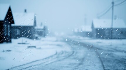 Hailstorm Over an Abandoned Town, Ice pellets striking rooftops, dark clouds swirling above, echoes of thunder resonate, desolation felt in the eerie silence, nature's fury unleashed.
