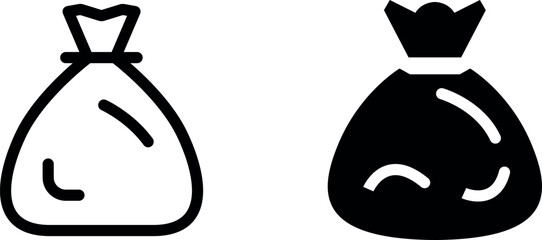 Garbage Bag Vector Icon Set – Waste, Disposal, and Environmental Designs