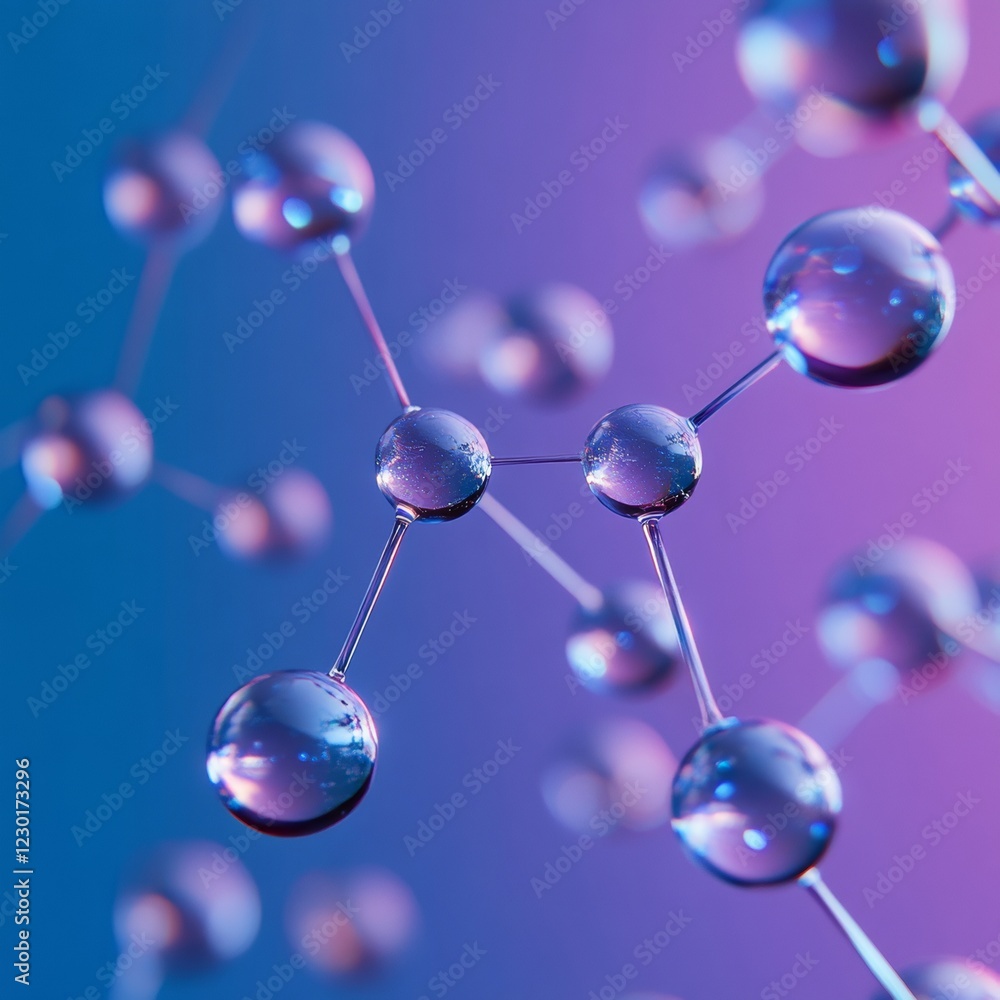 Aufkleber Futuristic Network Art Translucent Spheres and Glowing Lines on Gradient Backdrop - Advanced Tech Visualization and Digital Innovation for Big Data Insights