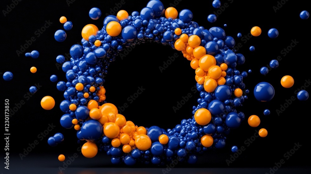Poster dynamic sphere circle abstract: a captivating abstract composition of vibrant blue and orange sphere