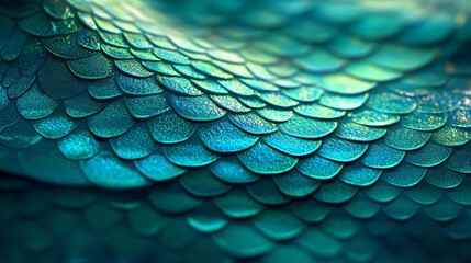 Fototapeta premium A vector illustration of a shimmering snake skin texture with iridescent scales in deep emerald tones.