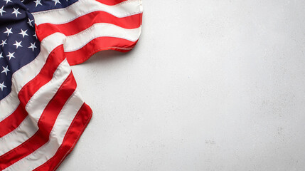 American flag on a textured white background symbolizing patriotism and freedom.