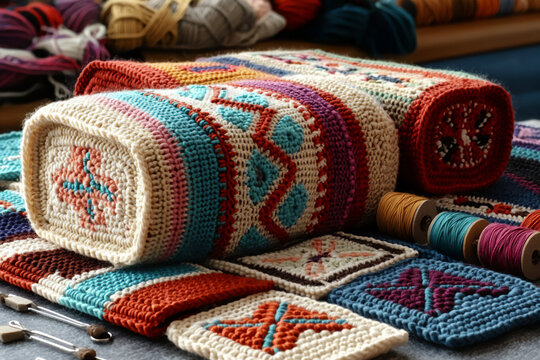  collection of finished crochet pieces