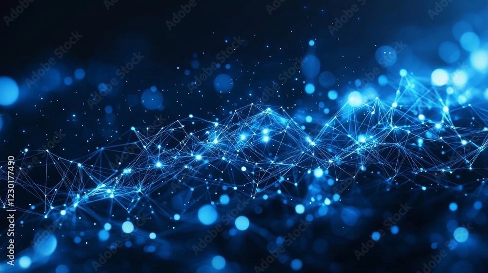Poster plexus of abstract geometric shapes. connection theme. digital, communication, and technology networ