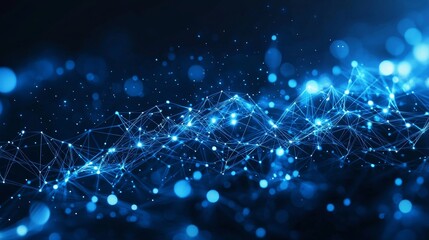 Plexus of abstract geometric shapes. Connection theme. Digital, communication, and technology network background.