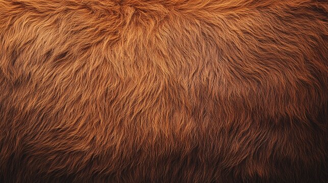 A vector illustration of a rough buffalo hide texture with thick, coarse brown hair.