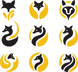Set of fox logo vector illustration silhouette