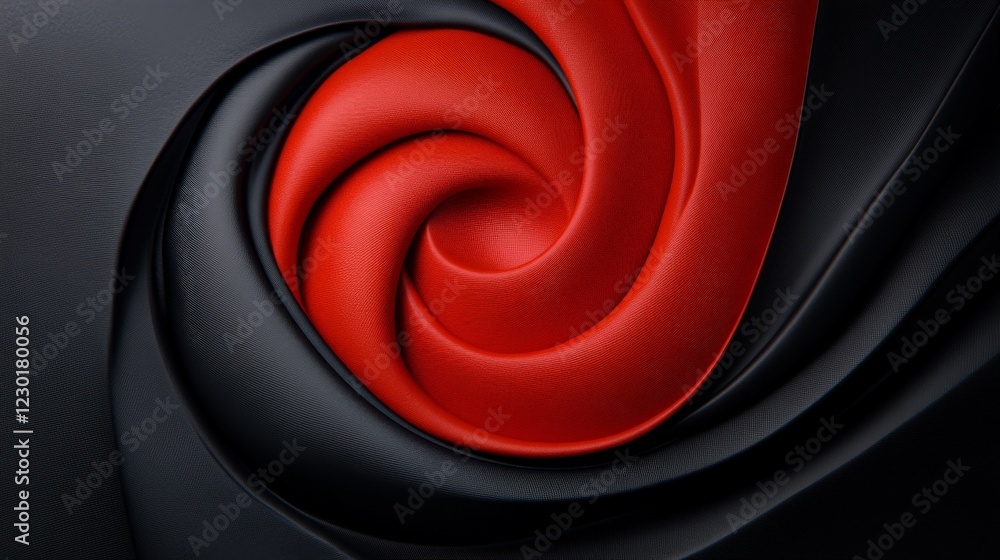 Poster red and black swirl: an abstract design featuring a captivating swirl of red and black, creating a m