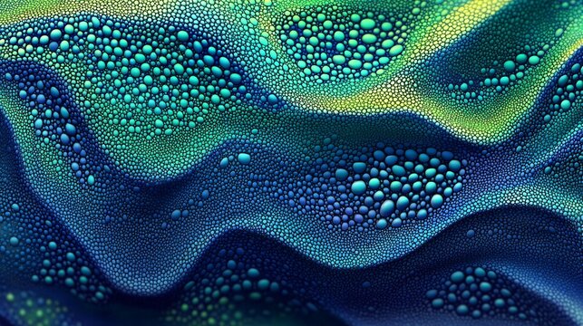 A vector illustration of a vibrant chameleon skin texture with shifting green and blue hues.