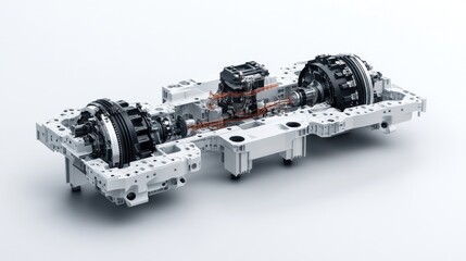 Detailed view of a mechanical assembly showcasing intricate components and engineering design