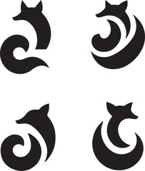 Obraz premium Set of fox logo vector illustration silhouette