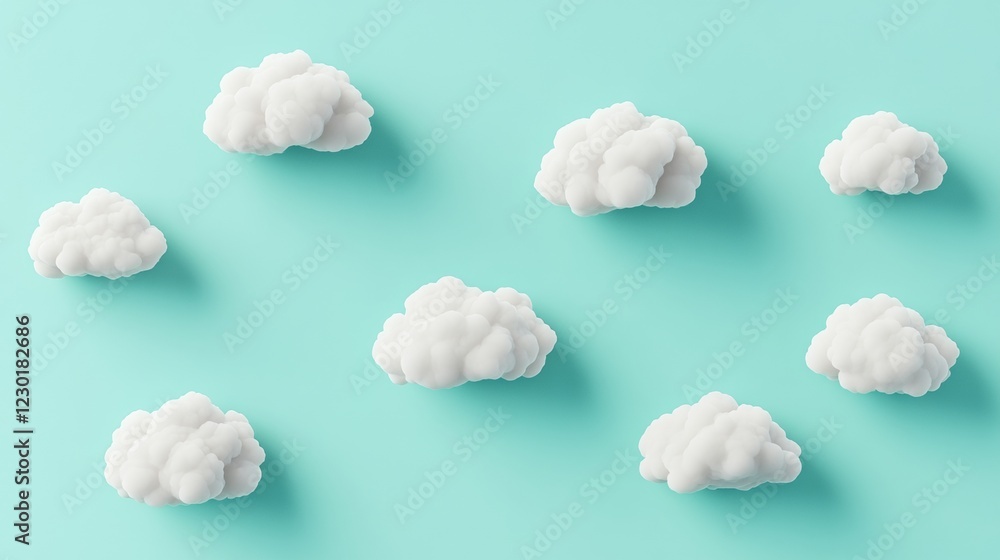 Aufkleber pastel cloud scenery soft, fluffy textured clouds on tranquil blue background for modern relaxation 