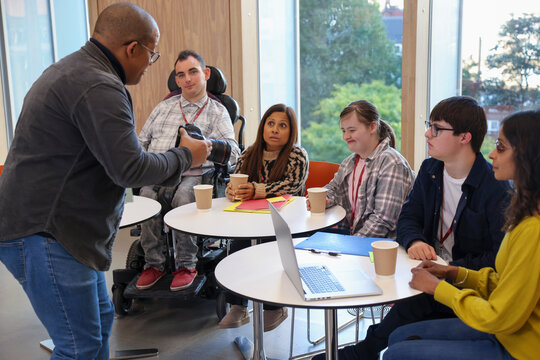 Group of disabled people at photography class