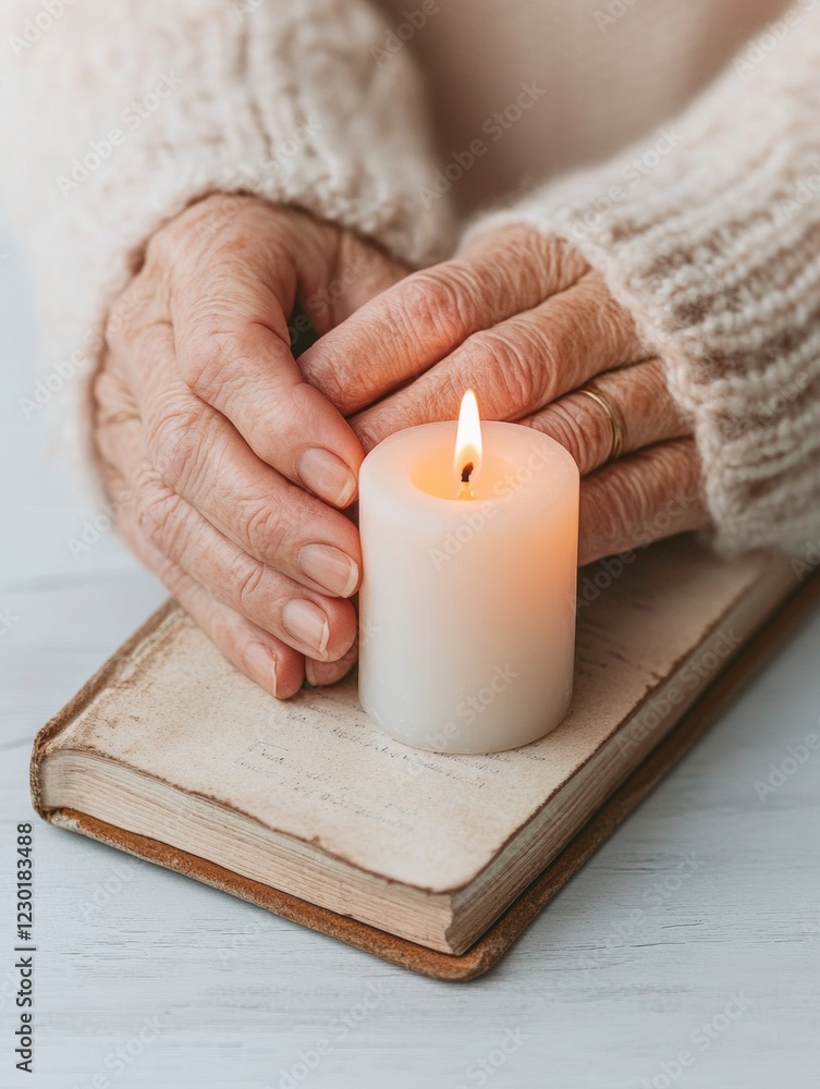 Aufkleber vintage elegance intergenerational connection with aged and youthful hands on journal ideal for stor