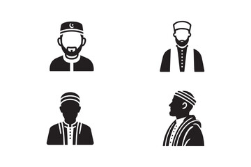 Islamic Cleric Silhouette Icons for Ramadan and Eid Design