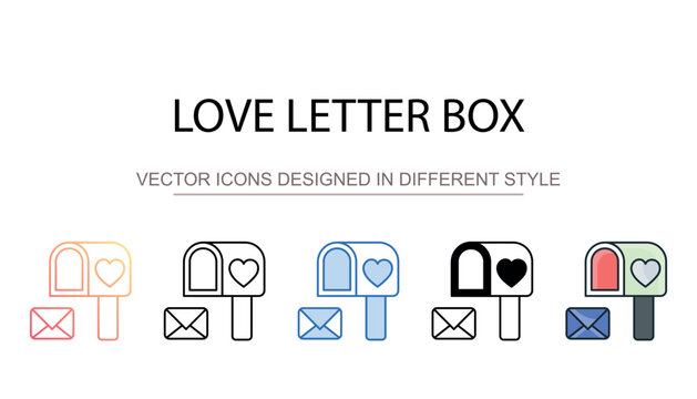 Love Letter Box icon design with white background stock illustration