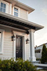 Elegant Modern House Exterior: Dream Home Design and Architecture.  Luxury Real Estate Photography showcasing a beautiful contemporary home with stunning curb appeal.