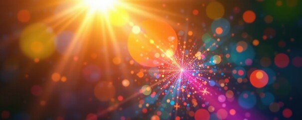 Fototapeta premium Sparkling prism light creates a kaleidoscope of colors in a sunny scene, sunlight, prisms