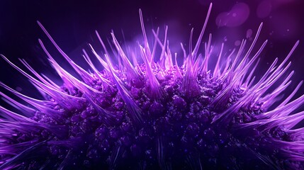A vector illustration of a spiky sea urchin skin texture with needle-like projections in deep purple hues.