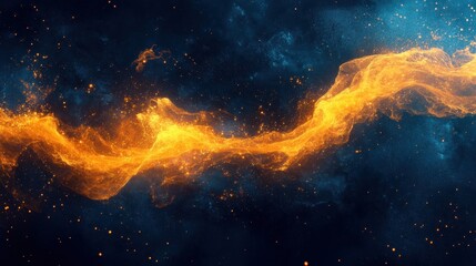 Fototapeta premium Cosmic Abstract with Flowing Orange Light and Starry Background
