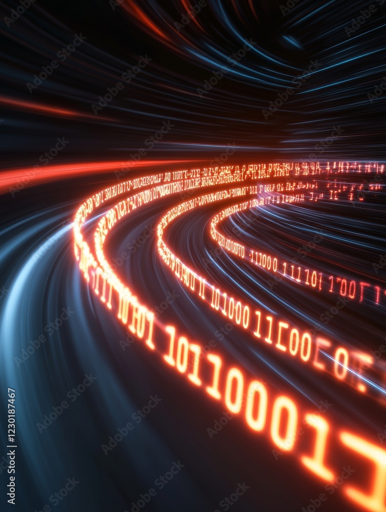 Leinwandbilder Cyber-Aesthetic Data Protection Encrypted Tunnel with Binary Code Flow for Tech and Digital Industries - Enhancing Resilience and Secure Business Solutions