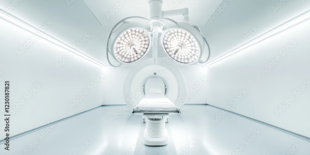 Poster minimalist clinical design state-of-the-art operating room with advanced surgical tools - precision 