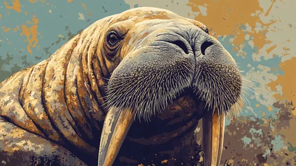 A vector illustration of a leathery walrus skin texture with deep wrinkles and patches of bristly hair.